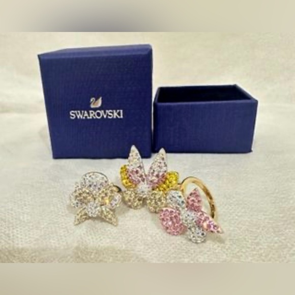 3 Swarovski Light Orchid Butterfly Rings | Swan Signed | New | Rare/Retired - Picture 5 of 14